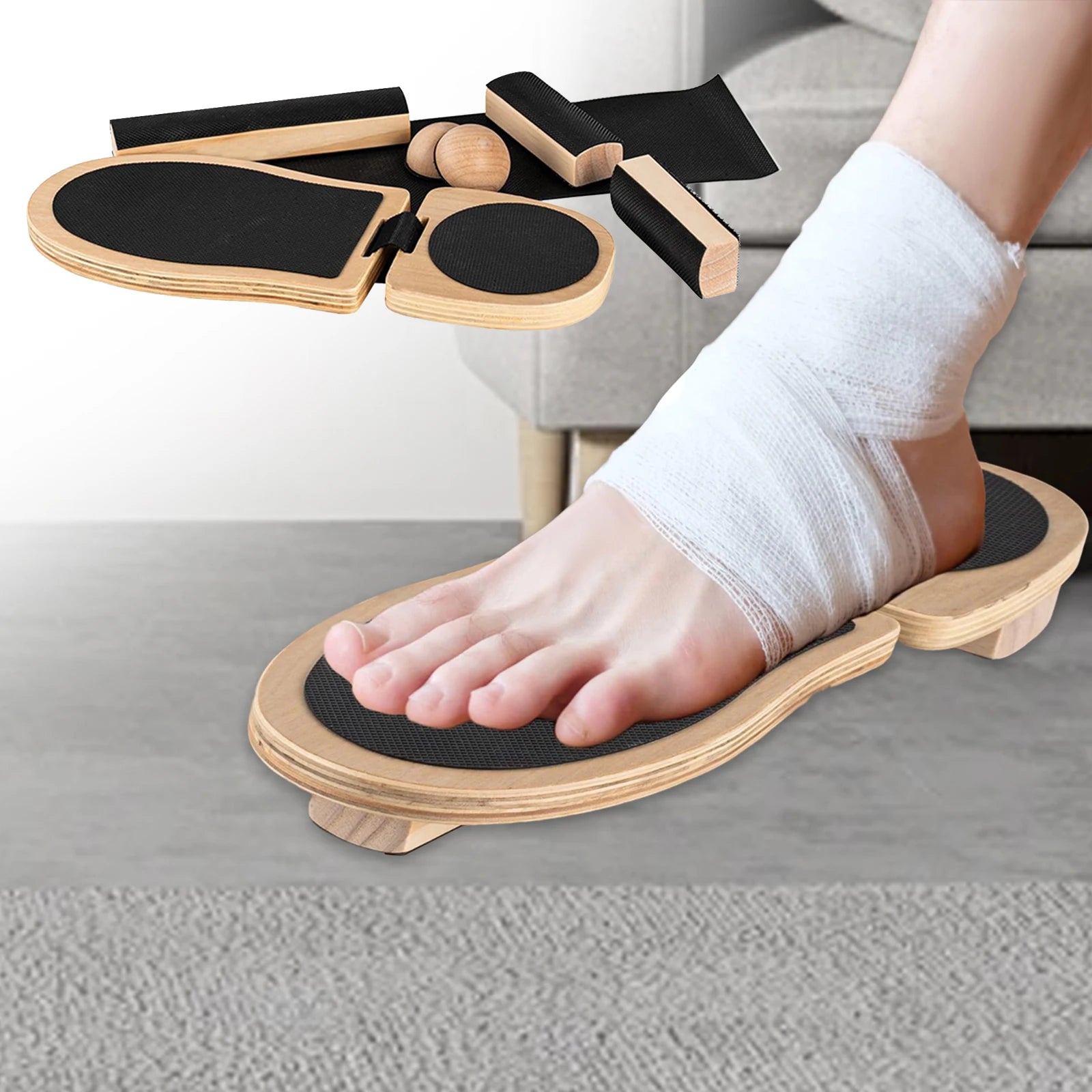 Ankle Strengthener Non Slip Foot Stretcher Stability Exercises Balance Board Wooden Ankle Strengthener Posture Corrector