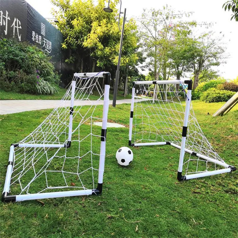 2In1 Mini Football  Ball Goal Folding Post Net + Pump Kids Sport Indoor Outdoor Games Toys Kids Sports Training Equipment