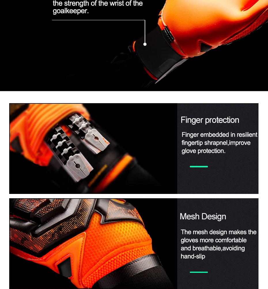 Men's Professional Football Goalkeeper Gloves Kids Latex Finger Protection Adults Soccer Sport Non-slip Goalie Gloves