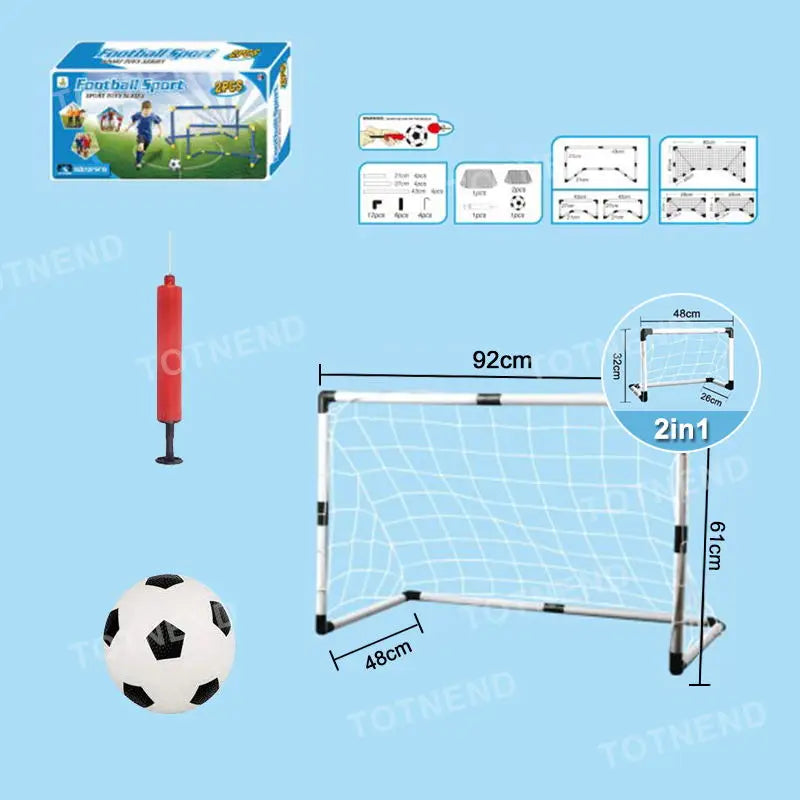 2In1 Mini Football  Ball Goal Folding Post Net + Pump Kids Sport Indoor Outdoor Games Toys Kids Sports Training Equipment