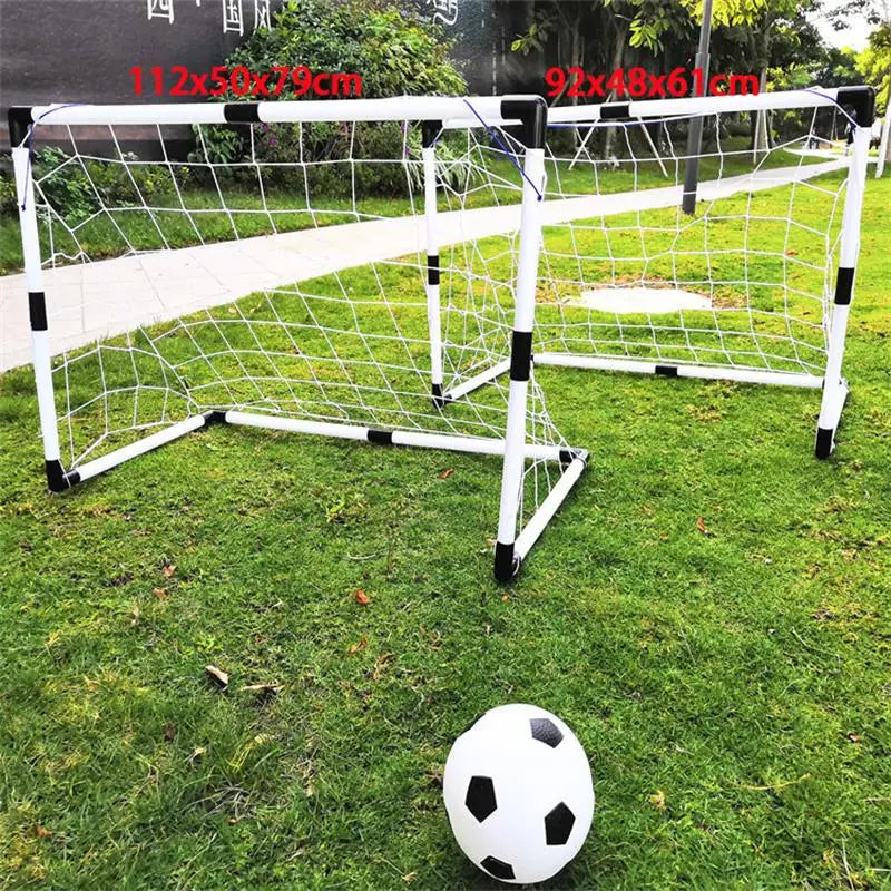 2In1 Mini Football  Ball Goal Folding Post Net + Pump Kids Sport Indoor Outdoor Games Toys Kids Sports Training Equipment