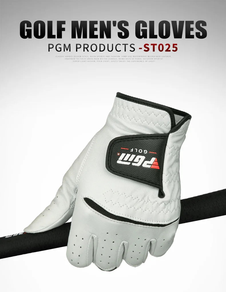 Men Golf Gloves Kid White Cape Genuine Leather Sport Hand Glove Wear Breathable Skid-proof Single Left Right Handed ST025