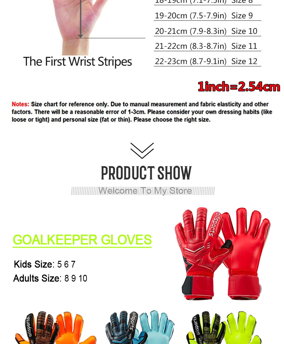 Men's Professional Football Goalkeeper Gloves Kids Latex Finger Protection Adults Soccer Sport Non-slip Goalie Gloves