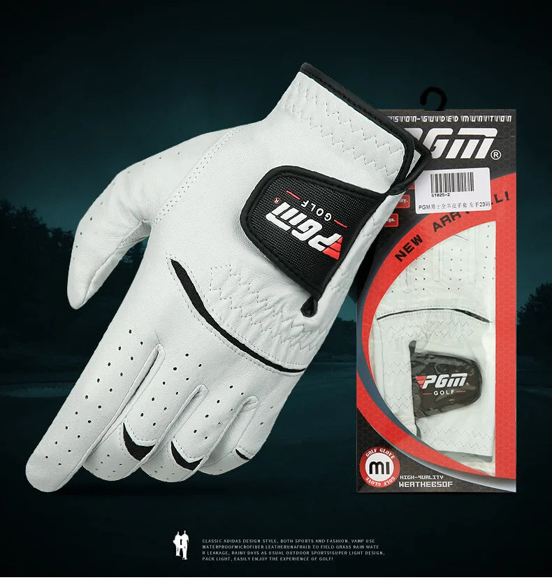 Men Golf Gloves Kid White Cape Genuine Leather Sport Hand Glove Wear Breathable Skid-proof Single Left Right Handed ST025