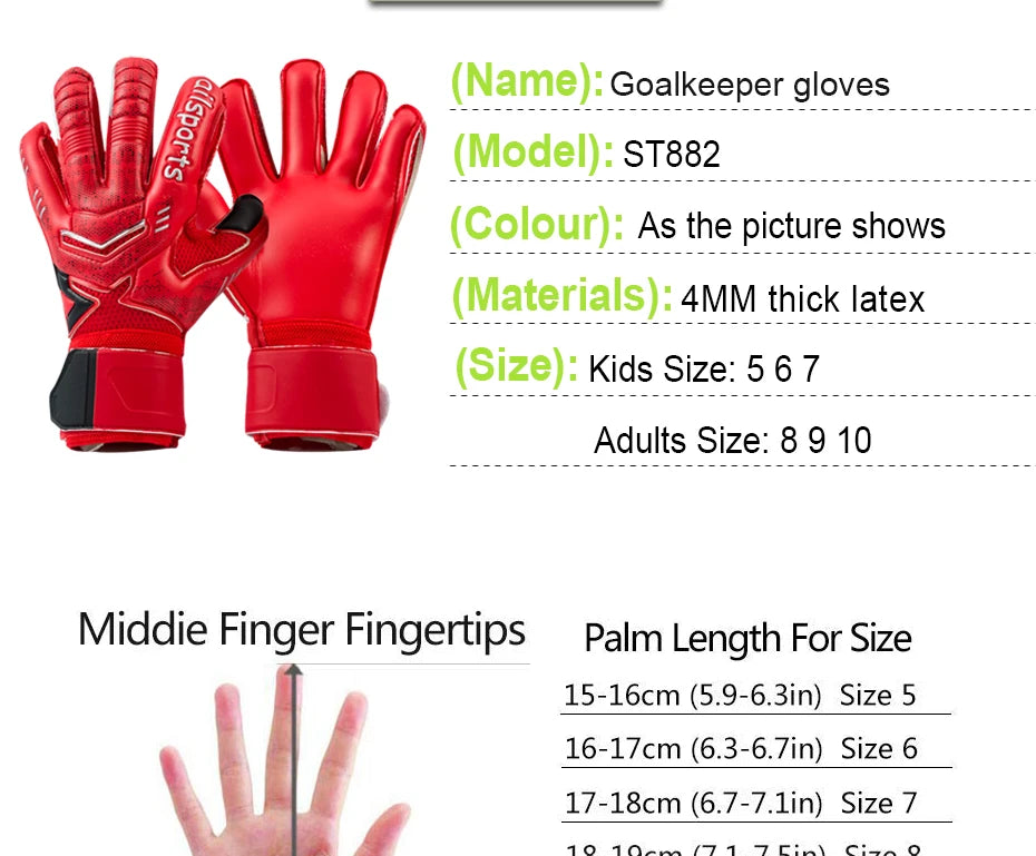 Men's Professional Football Goalkeeper Gloves Kids Latex Finger Protection Adults Soccer Sport Non-slip Goalie Gloves