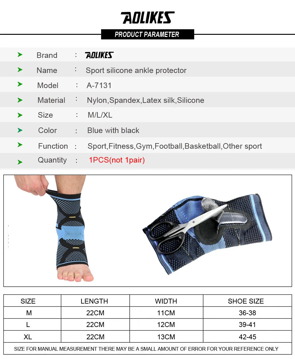 AOLIKES 1PCS Sports Ankle Support Ankle Pads Elastic Brace Guard Foot Basketball Football Badminton Anti Sprained Ankles Protect