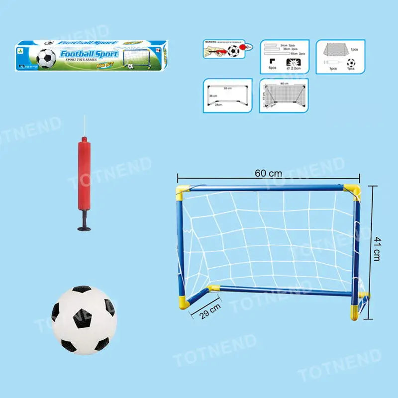 2In1 Mini Football  Ball Goal Folding Post Net + Pump Kids Sport Indoor Outdoor Games Toys Kids Sports Training Equipment