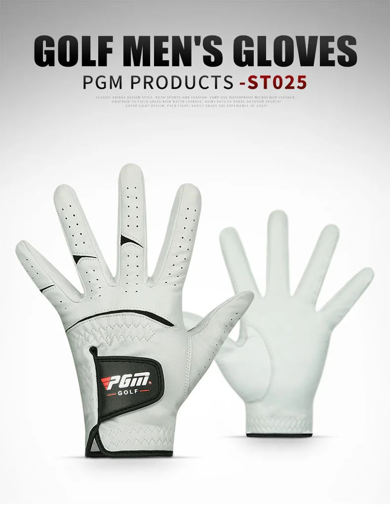 Men Golf Gloves Kid White Cape Genuine Leather Sport Hand Glove Wear Breathable Skid-proof Single Left Right Handed ST025
