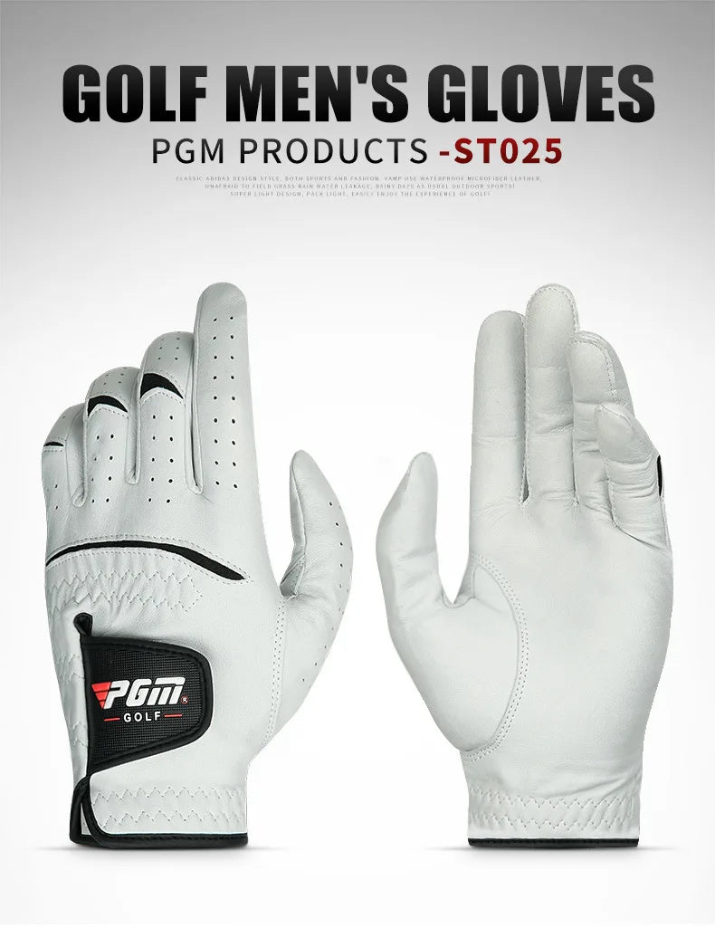 Men Golf Gloves Kid White Cape Genuine Leather Sport Hand Glove Wear Breathable Skid-proof Single Left Right Handed ST025