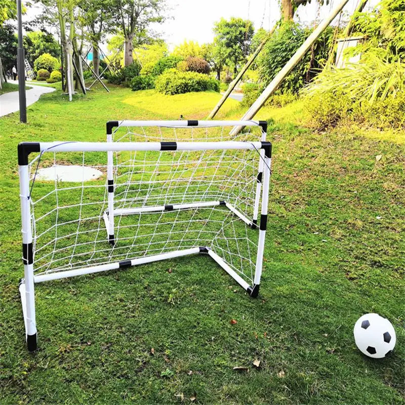 2In1 Mini Football  Ball Goal Folding Post Net + Pump Kids Sport Indoor Outdoor Games Toys Kids Sports Training Equipment