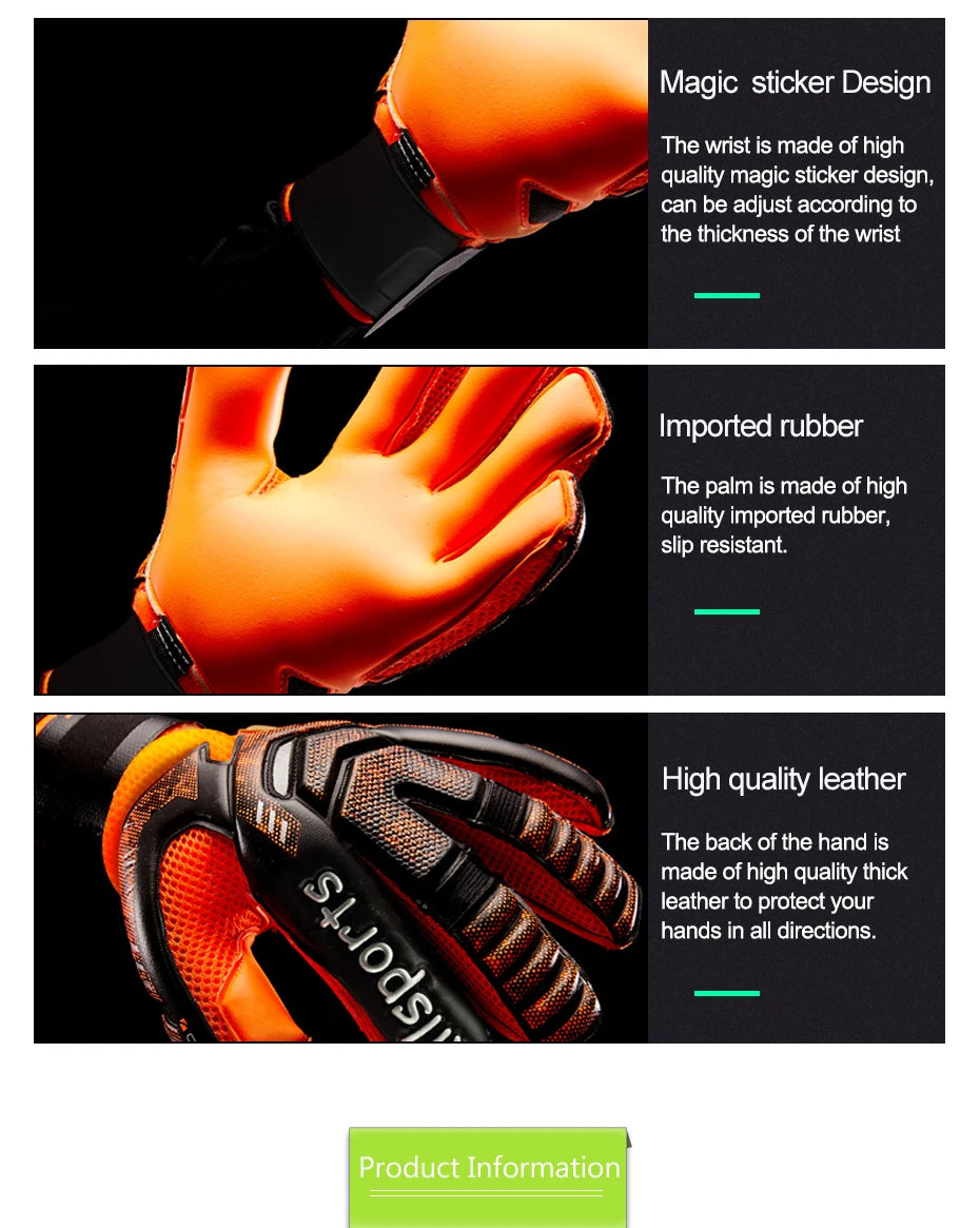 Men's Professional Football Goalkeeper Gloves Kids Latex Finger Protection Adults Soccer Sport Non-slip Goalie Gloves