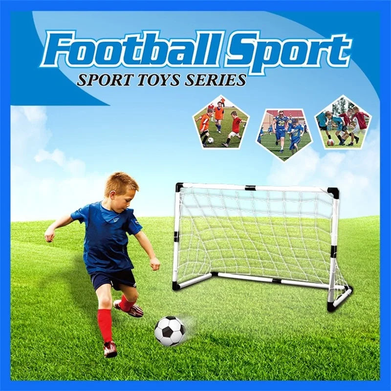 2In1 Mini Football  Ball Goal Folding Post Net + Pump Kids Sport Indoor Outdoor Games Toys Kids Sports Training Equipment