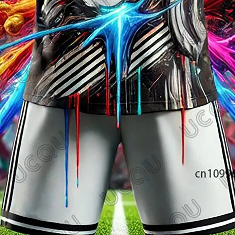 2026 New Ai Design Graffiti Football Jersey Ronaldo # 7 T-shirt+Shorts Sets Summer Sports Suit Training Kids/Adult 2Pcs Outfits