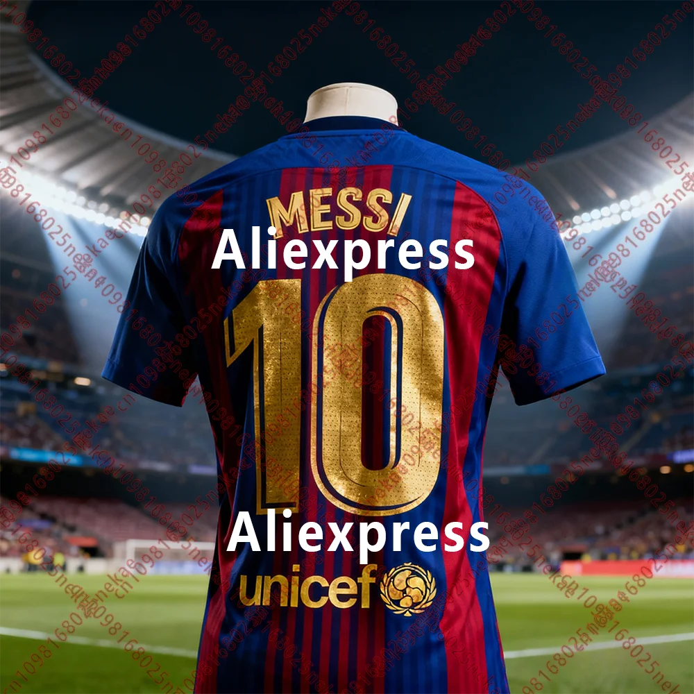 Messi #10 Soccer Jersey - Blue/Red with Gold Accents Premium Collectible Jersey for Football Fans & Nostalgia Enthusiasts
