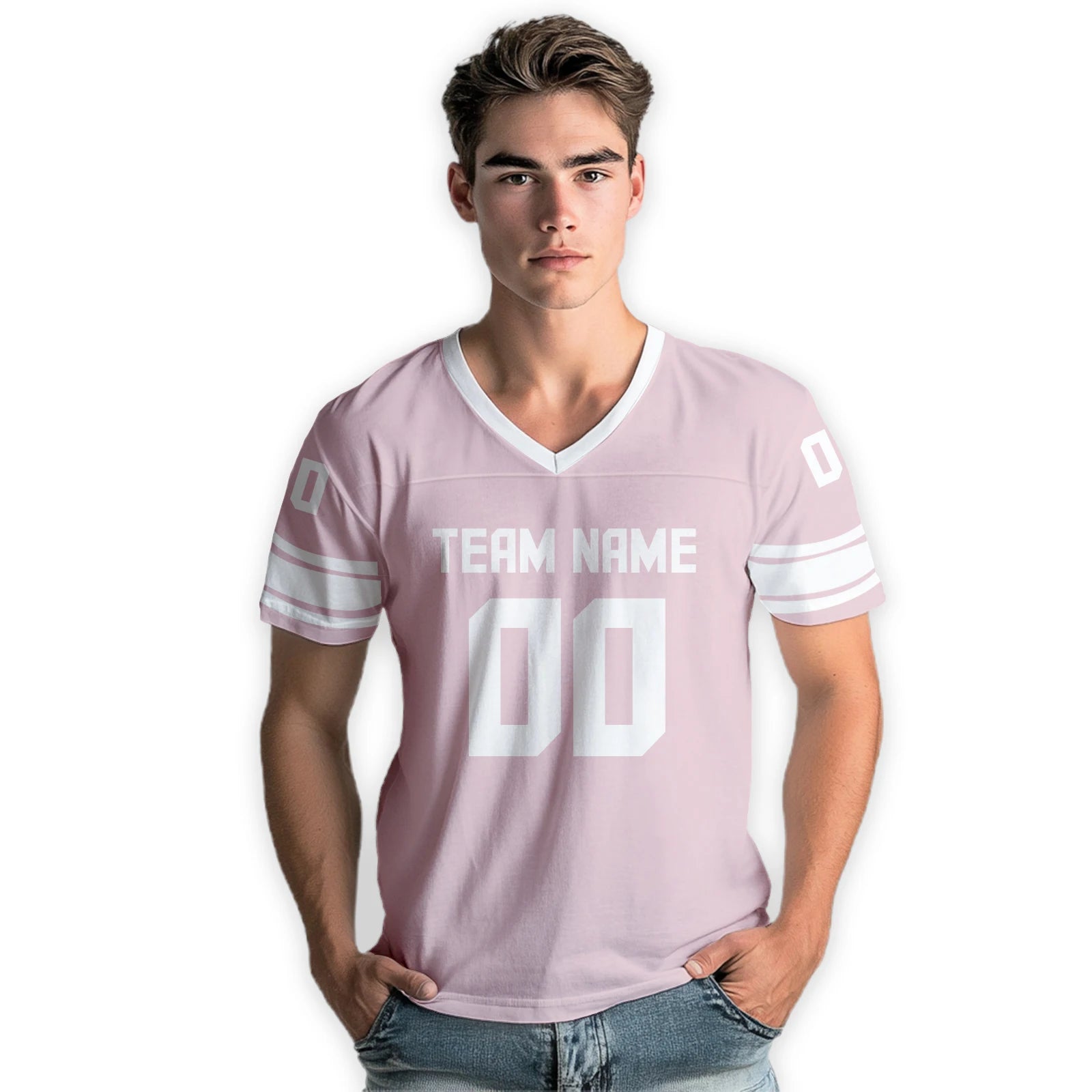 Custom American Football Shirt Pink Personalized Printed Football Jersey with Team Name Number Fans Gift for Men Women Youth