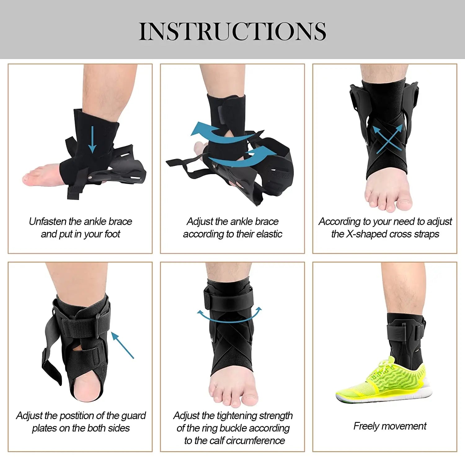 Ankle Brace-Stirrup Ankle Splint- Adjustable Rigid Stabilizer for Sprains Tendonitis Post-Op Cast Support and Injury Protection