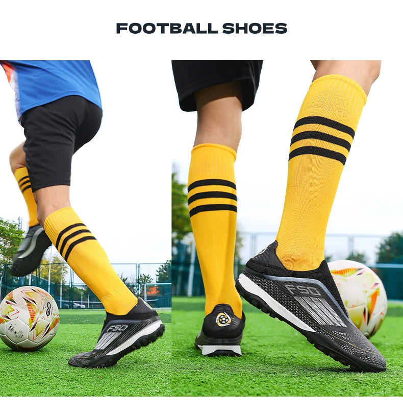 New Men Football Boots Training Soccer Shoes Match Adult Cleats Outdoor Sport Boys Breathable Non Slip Long Spikes Comfortable