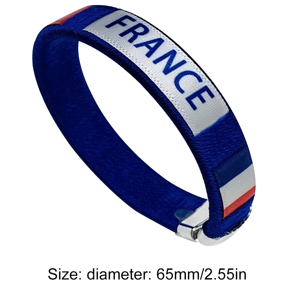 Country Flag Wristband Souvenir Diameter 65mm Sport Friendship Bracelet National Flag Style Bracelet for Football Match Cheering