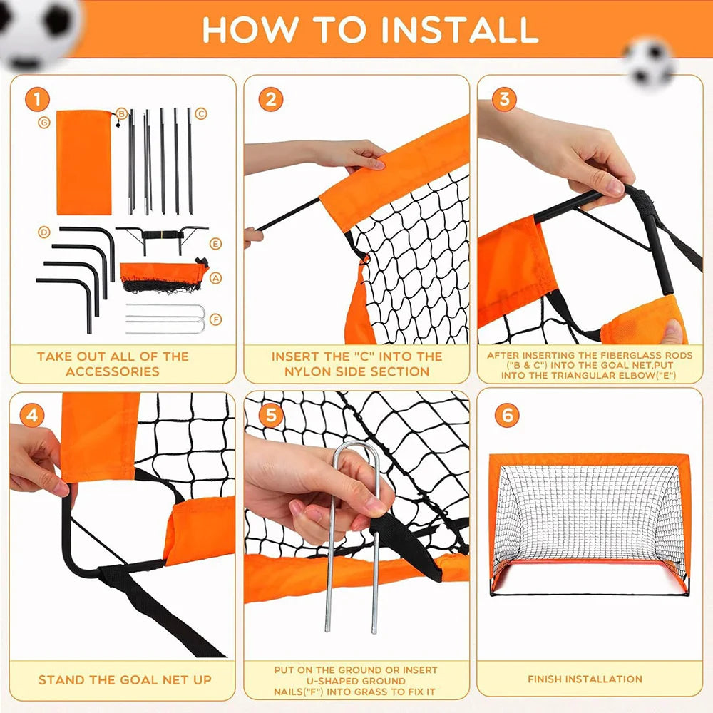 1pcs Football Goal for Garden Football Net Pop Up Goals Set Soccer Goal Net for Backyard Birthday Gift for Soccer Training ﻿
