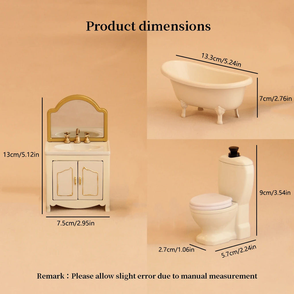 Miniature Simulation Furniture 1:12 Scale for Bathroom, Kitchen, and Bedroom, Suitable for Mini House Decorations