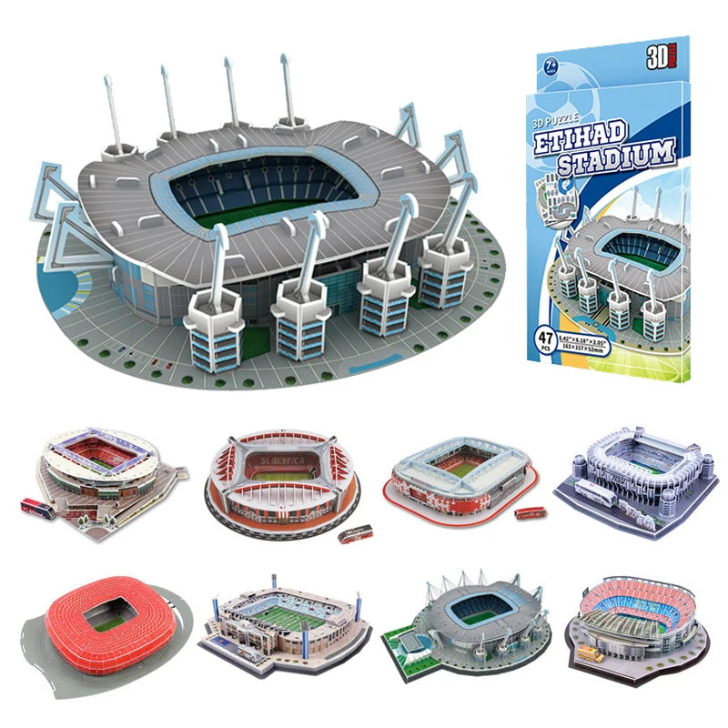 Miniature Football Field 3D DIY Model Assembly World Famous Stadiums Models Football Game Peripheral Toys Fans Toys Gifts TMZ