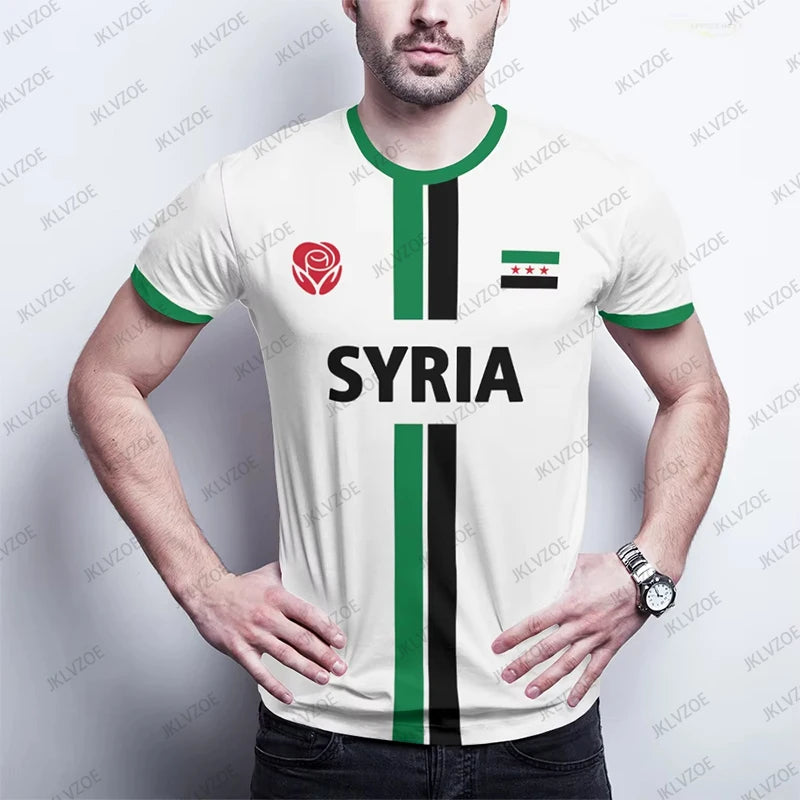 Summer New Syria Football Jersey Men Women Sports T-shirts Street Soccer Uniforms Casual Syrian Flag Graphic Oversized Kids Tops