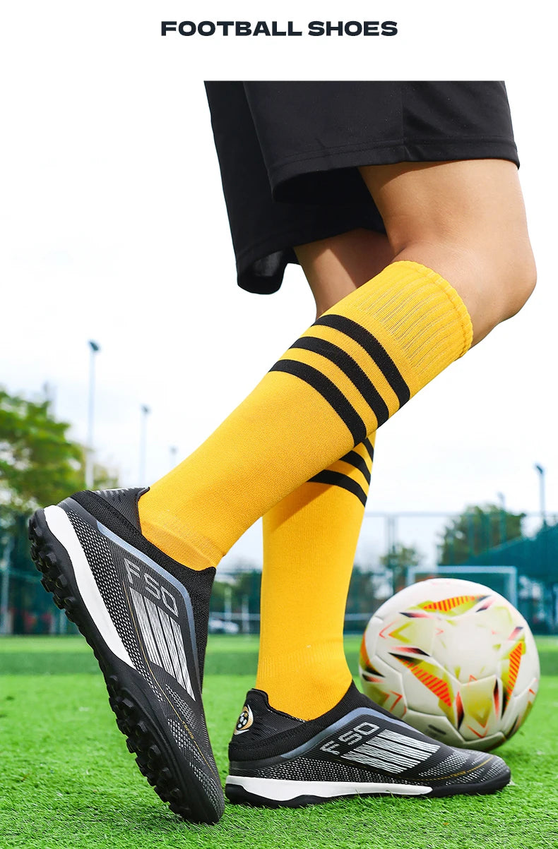 New Men Football Boots Training Soccer Shoes Match Adult Cleats Outdoor Sport Boys Breathable Non Slip Long Spikes Comfortable