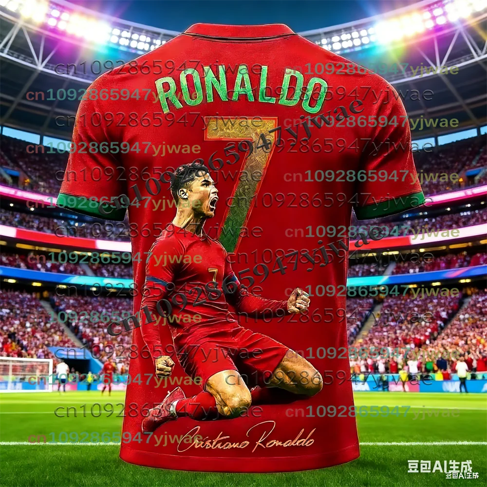 26 New Football Jersey 3D Printed NO.7 Ronaldo Boys Girls Training Women's Sports Breathable Short Sleeve Kids/Men's T-shirt Top