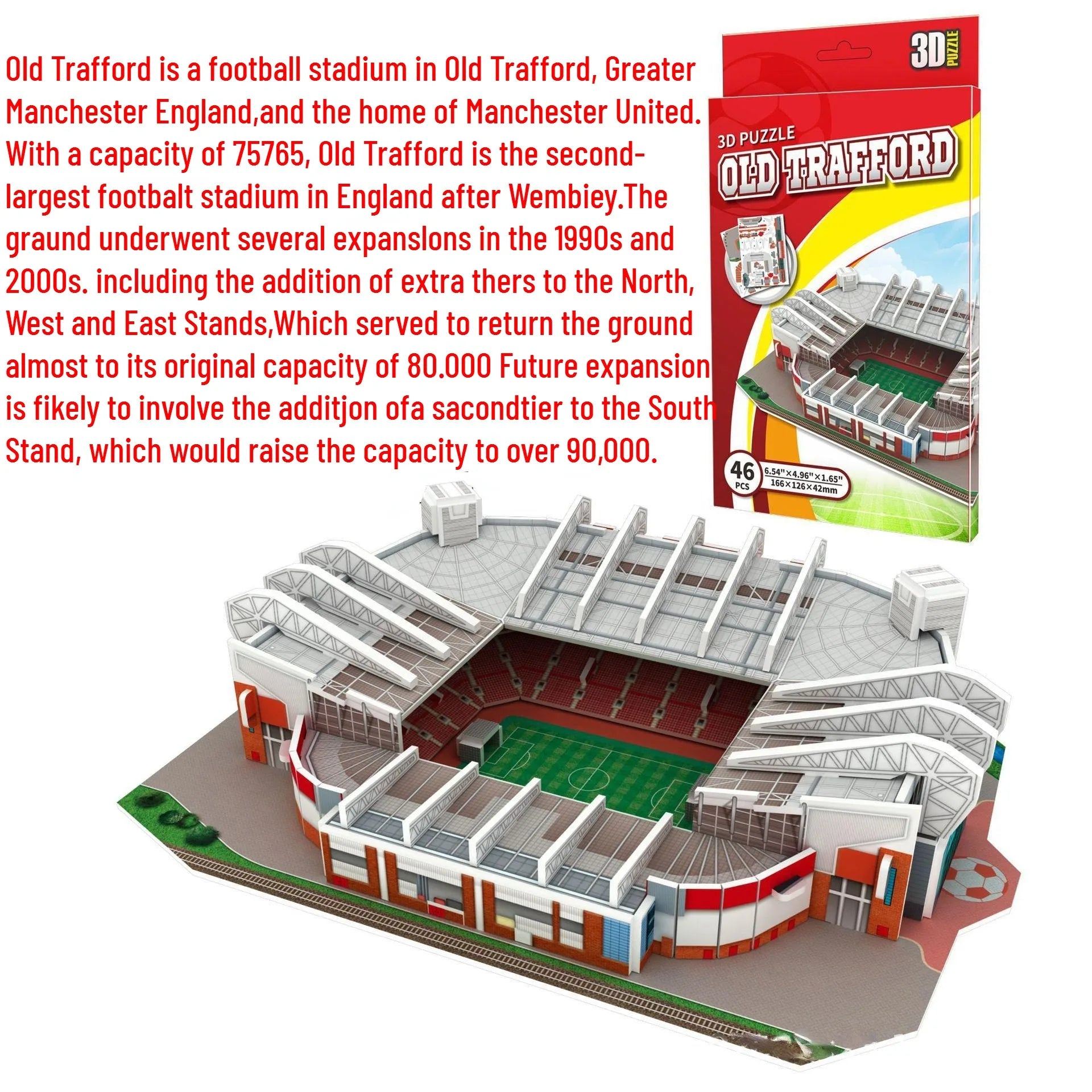 3D paper stadium puzzle model for passionate  football fans to fight with your home team