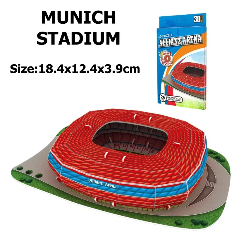 Miniature Football Field 3D DIY Model Assembly World Famous Stadiums Models Football Game Peripheral Toys Fans Toys Gifts TMZ