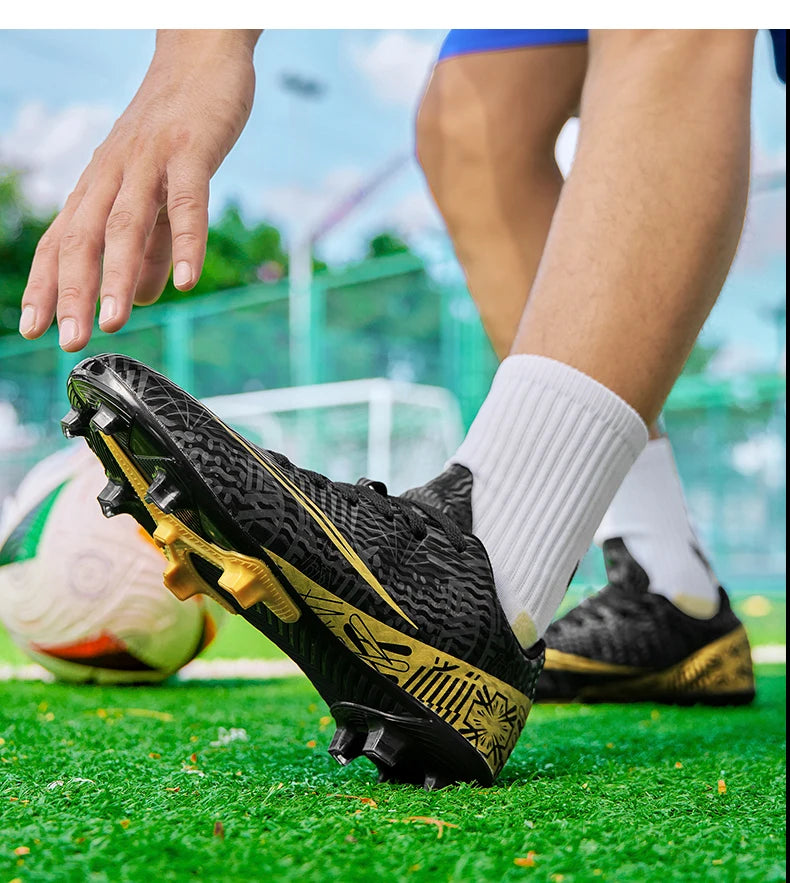 Professional Men Ankle Football Boots Outdoor Grass Cleats Unisex Soccer Shoes Long Spikes FG/TF Football Shoes Chuteira Society