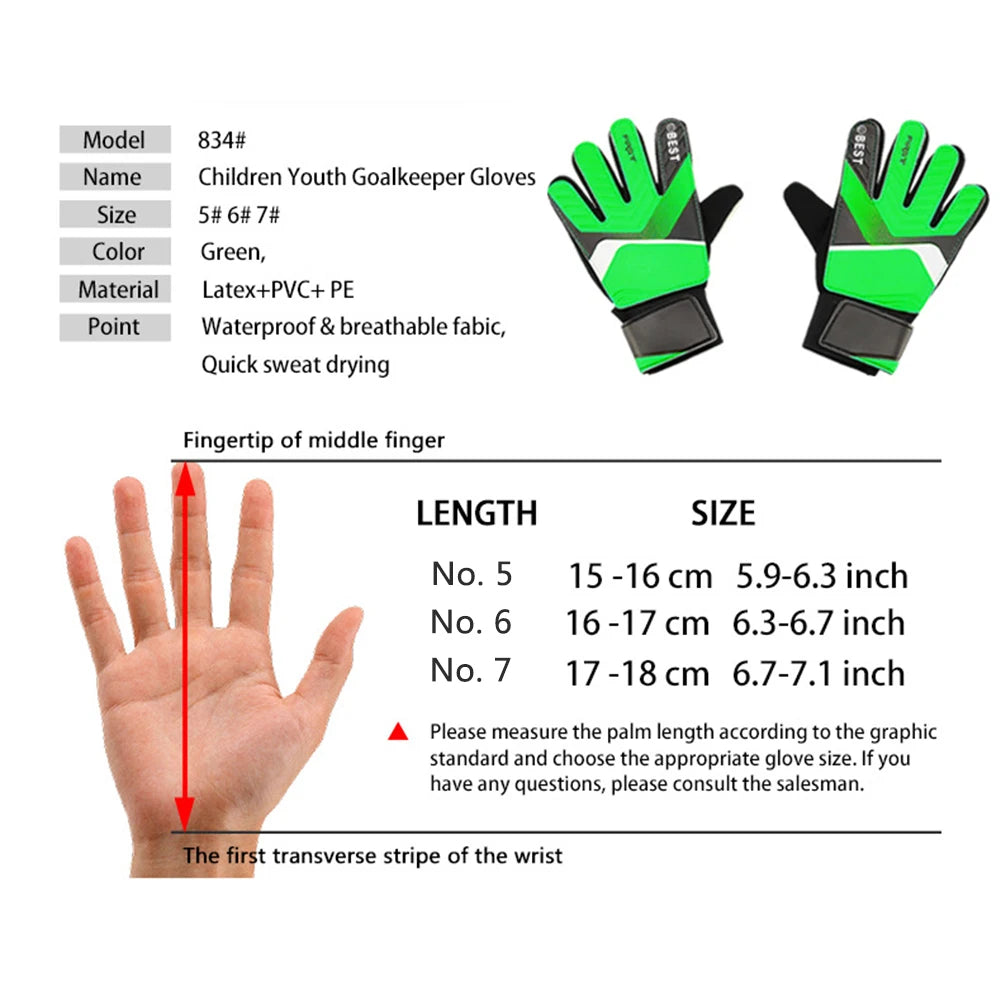 Children's Goalkeeper Gloves Anti-Collision Latex PU Goalkeeper Hand Protection Football Gloves Soccer Accessories for Kids