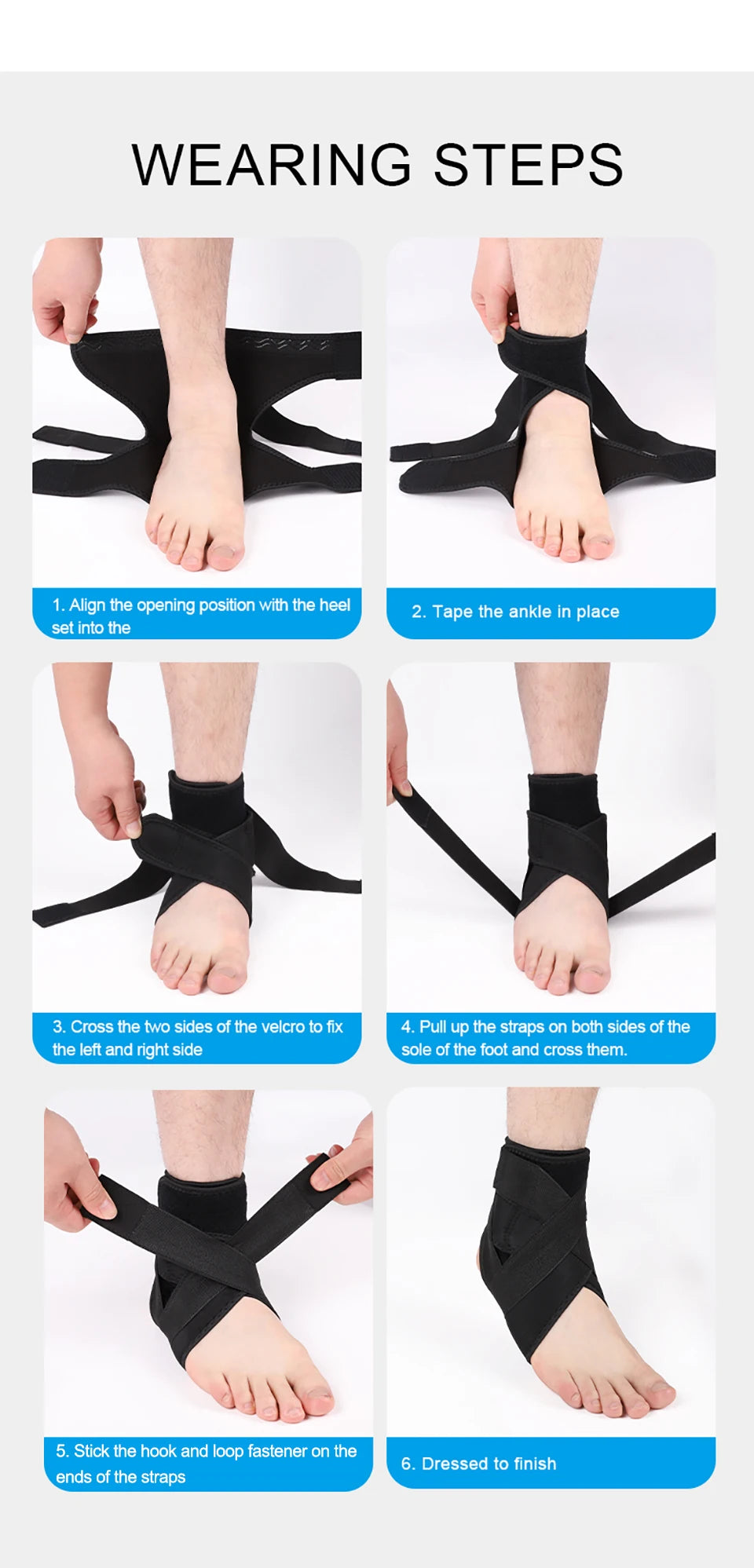 1Pcs Ankle support Comfortable Breathable Sports Compression Wraparound Ankle Protection Silicone Anti-slip Soccer Basketball