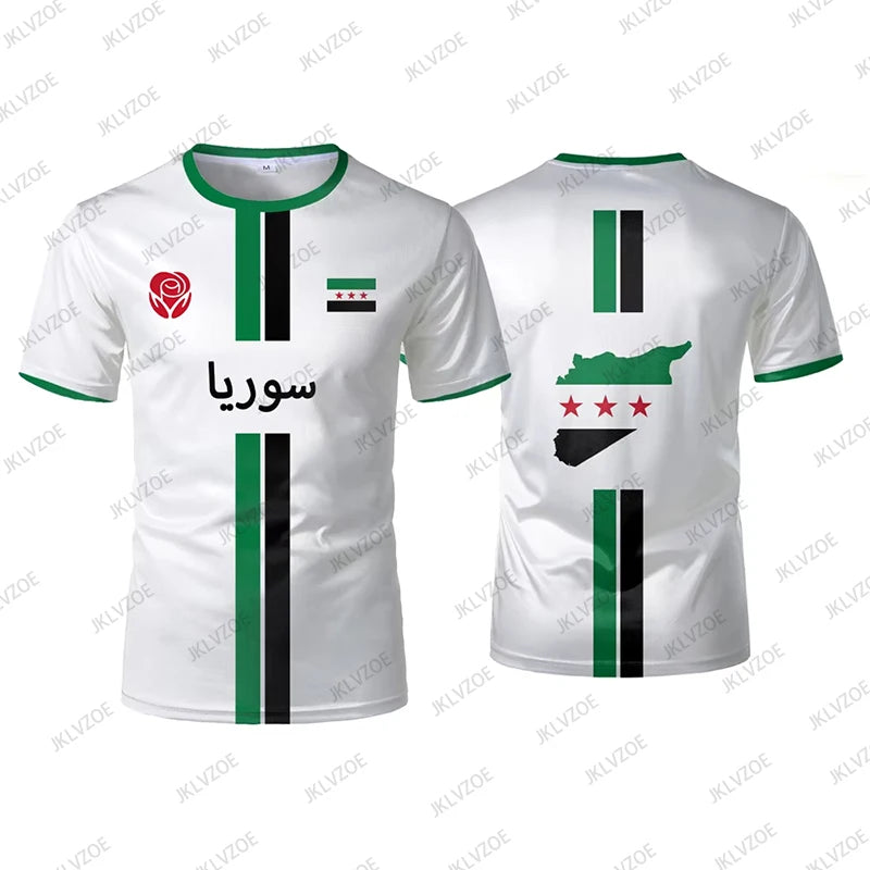 Summer New Syria Football Jersey Men Women Sports T-shirts Street Soccer Uniforms Casual Syrian Flag Graphic Oversized Kids Tops