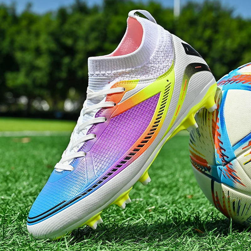 Mens Soccer Shoes TF/FG High Ankle Football Boots Kids Women Outdoor Sports Shoes Multicolor Training Match Athletic Sneakers