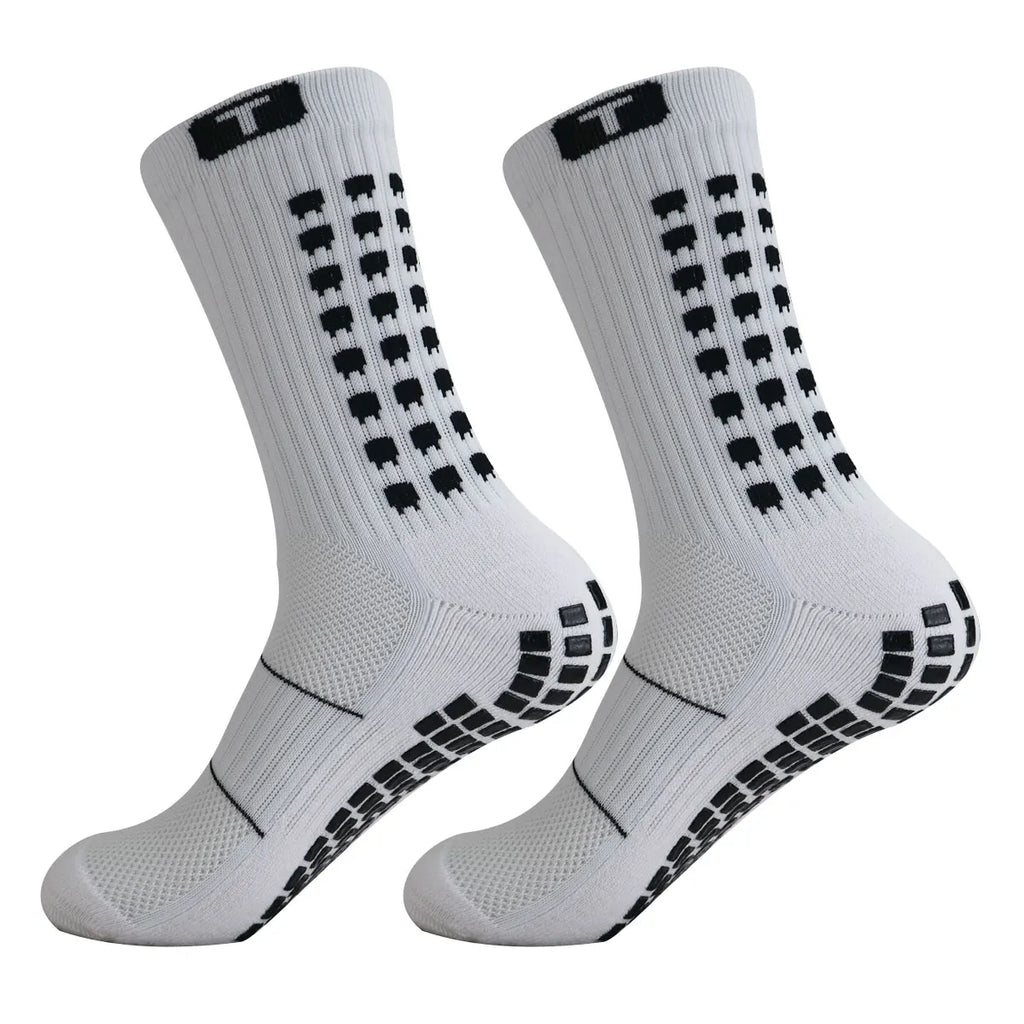 5 pairs of anti slip and shock-absorbing football socks, breathable, moisture wicking, wear-resistant, ankle protection
