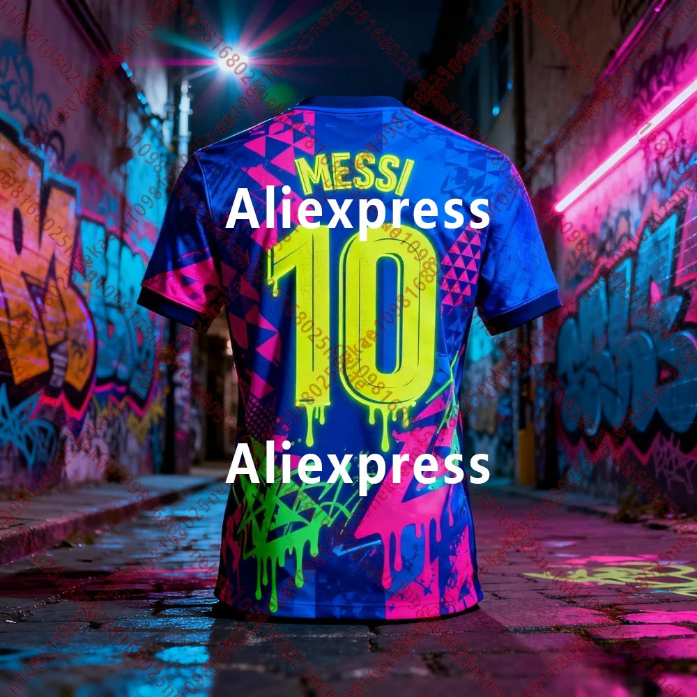 Messi #10 Soccer Jersey - Blue/Red with Gold Accents Premium Collectible Jersey for Football Fans & Nostalgia Enthusiasts