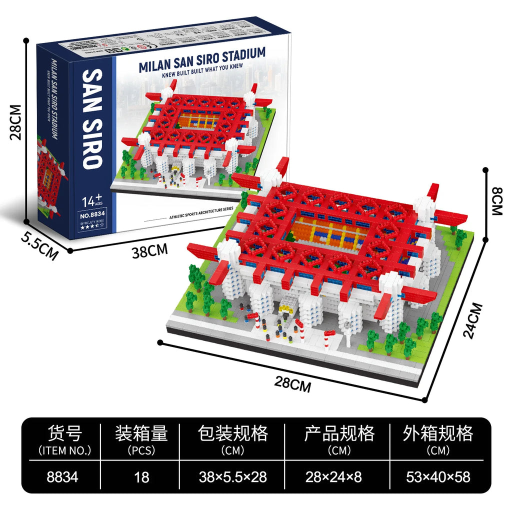 Football Stadium DIY Building Blocks Set Soccer Mini Bricks Model Architectural Building for Adults Football Field Theme Gift