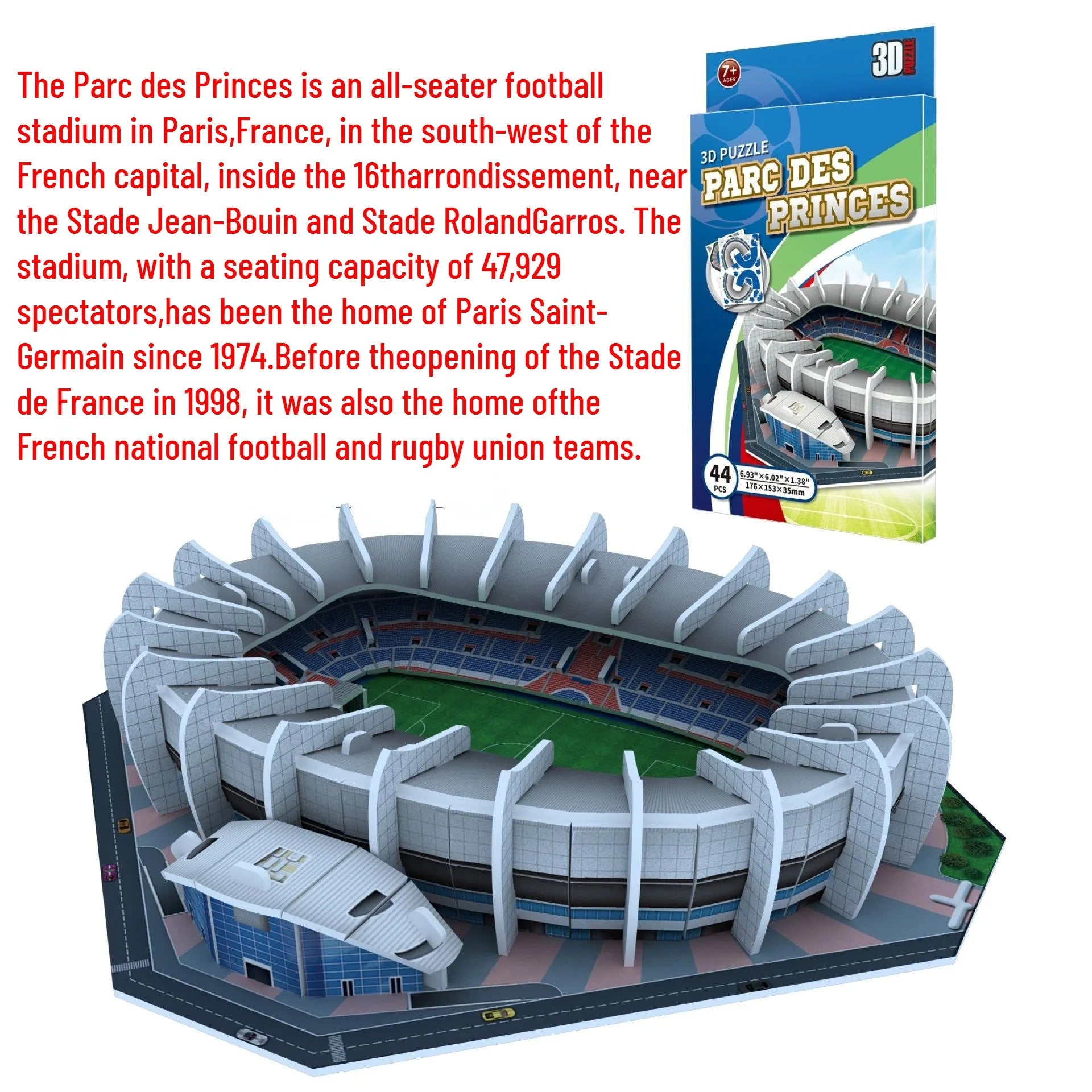 3D paper stadium puzzle model for passionate  football fans to fight with your home team
