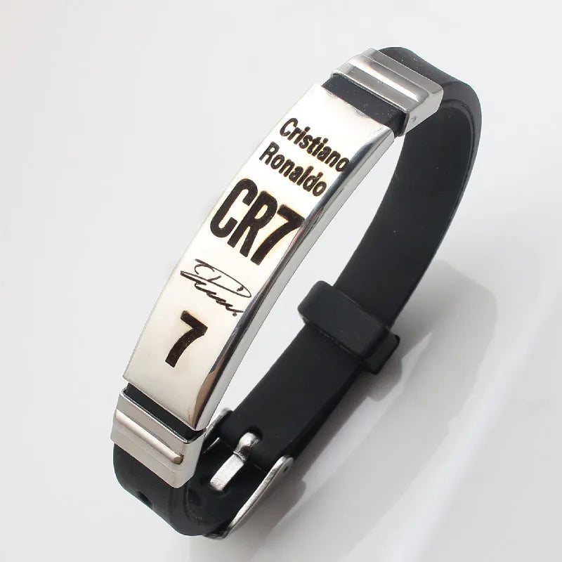 Stainless Steel Silicone Bracelet Lionel Messi Cristiano Ronaldo Neymar Football Star for Men Boy Soccer Fans Accessories Gift