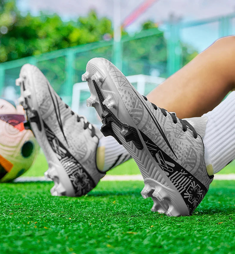 Professional Men Ankle Football Boots Outdoor Grass Cleats Unisex Soccer Shoes Long Spikes FG/TF Football Shoes Chuteira Society