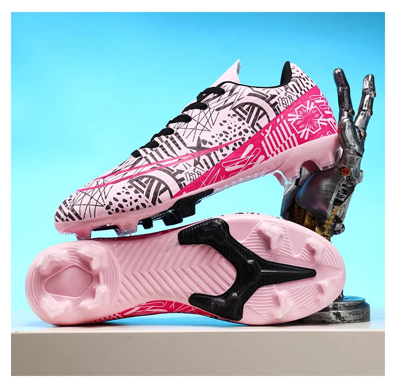 Professional Men Ankle Football Boots Outdoor Grass Cleats Unisex Soccer Shoes Long Spikes FG/TF Football Shoes Chuteira Society