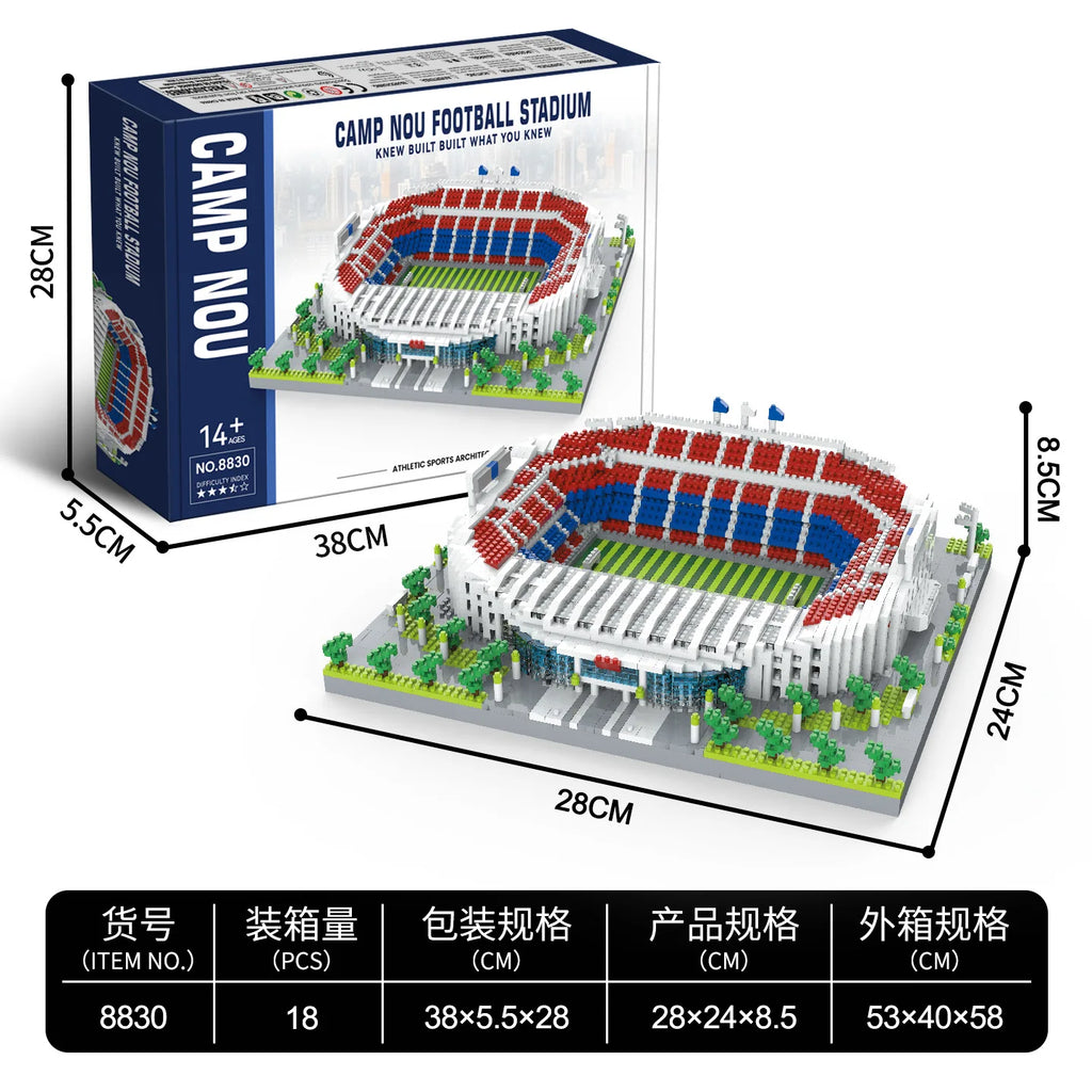 Football Stadium DIY Building Blocks Set Soccer Mini Bricks Model Architectural Building for Adults Football Field Theme Gift