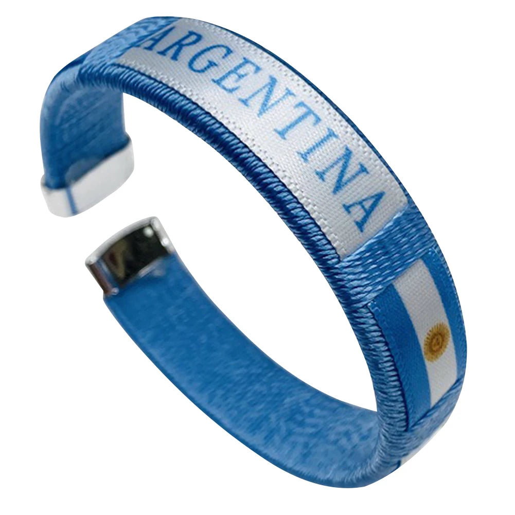 Country Flag Wristband Souvenir Diameter 65mm Sport Friendship Bracelet National Flag Style Bracelet for Football Match Cheering