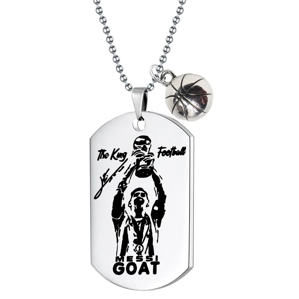 Football Soccer Star Gift Lionel Messi Cristiano Ronaldo Neymar Stainless Steel Pendant Necklace for Men Chain Accessories Jewel