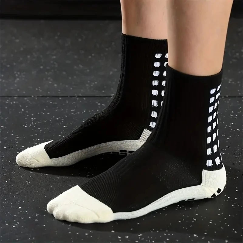 3 Pairs Knee Pads Calf Sleeves+3 Pairs Football Socks Men Women Outdoor Sports Socks Non-slip Silicone Bottom Soccer Socks