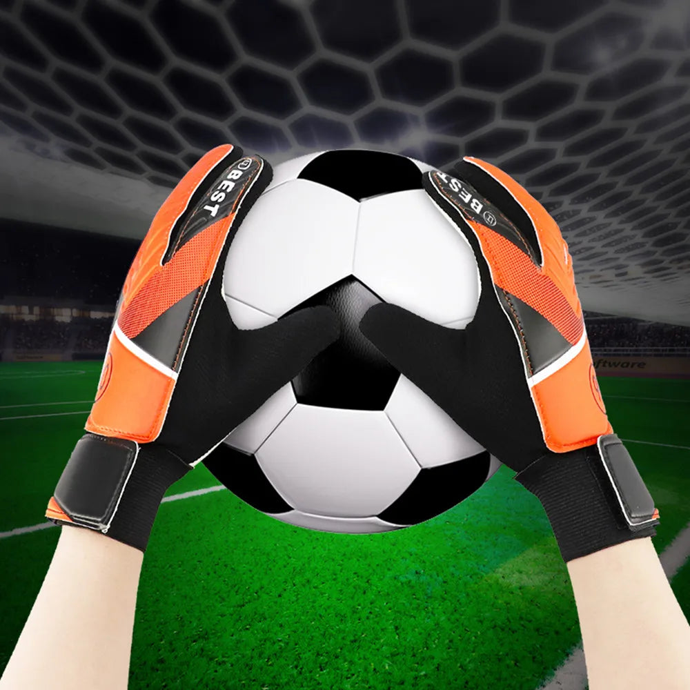 1 Pair Children Anti-Slip Glove Goalkeeper Gloves Finger Protection Goal Thickened Latex Football Gloves