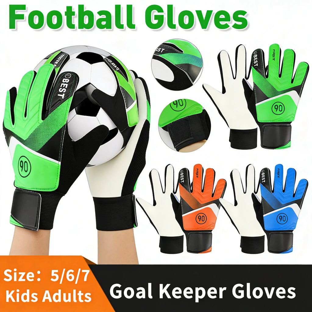 1Pair Football Goalkeeper Gloves for Kids Latex Football Goal Keeper Mitts Anti-collision Non-slip Lightweight Sporting Supplies