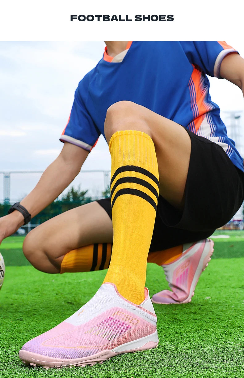 New Men Football Boots Training Soccer Shoes Match Adult Cleats Outdoor Sport Boys Breathable Non Slip Long Spikes Comfortable