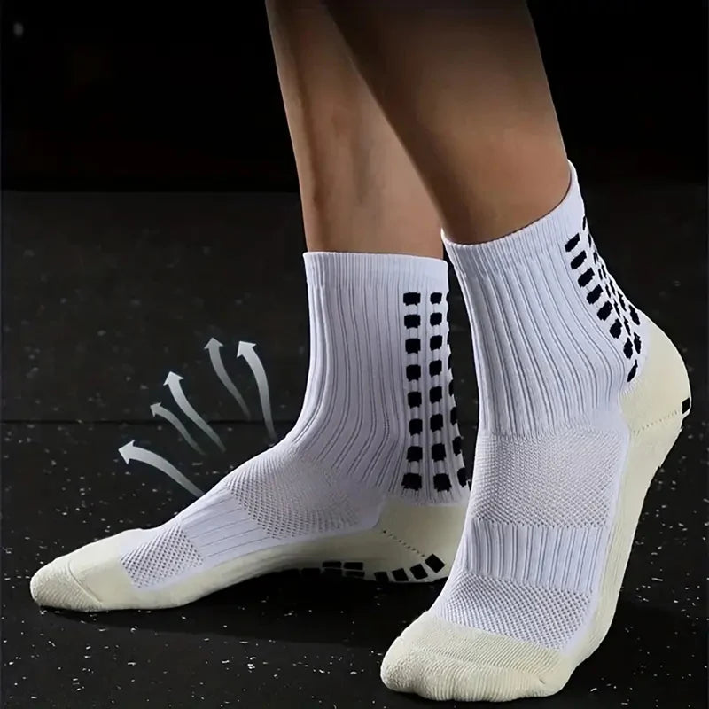 3 Pairs Knee Pads Calf Sleeves+3 Pairs Football Socks Men Women Outdoor Sports Socks Non-slip Silicone Bottom Soccer Socks